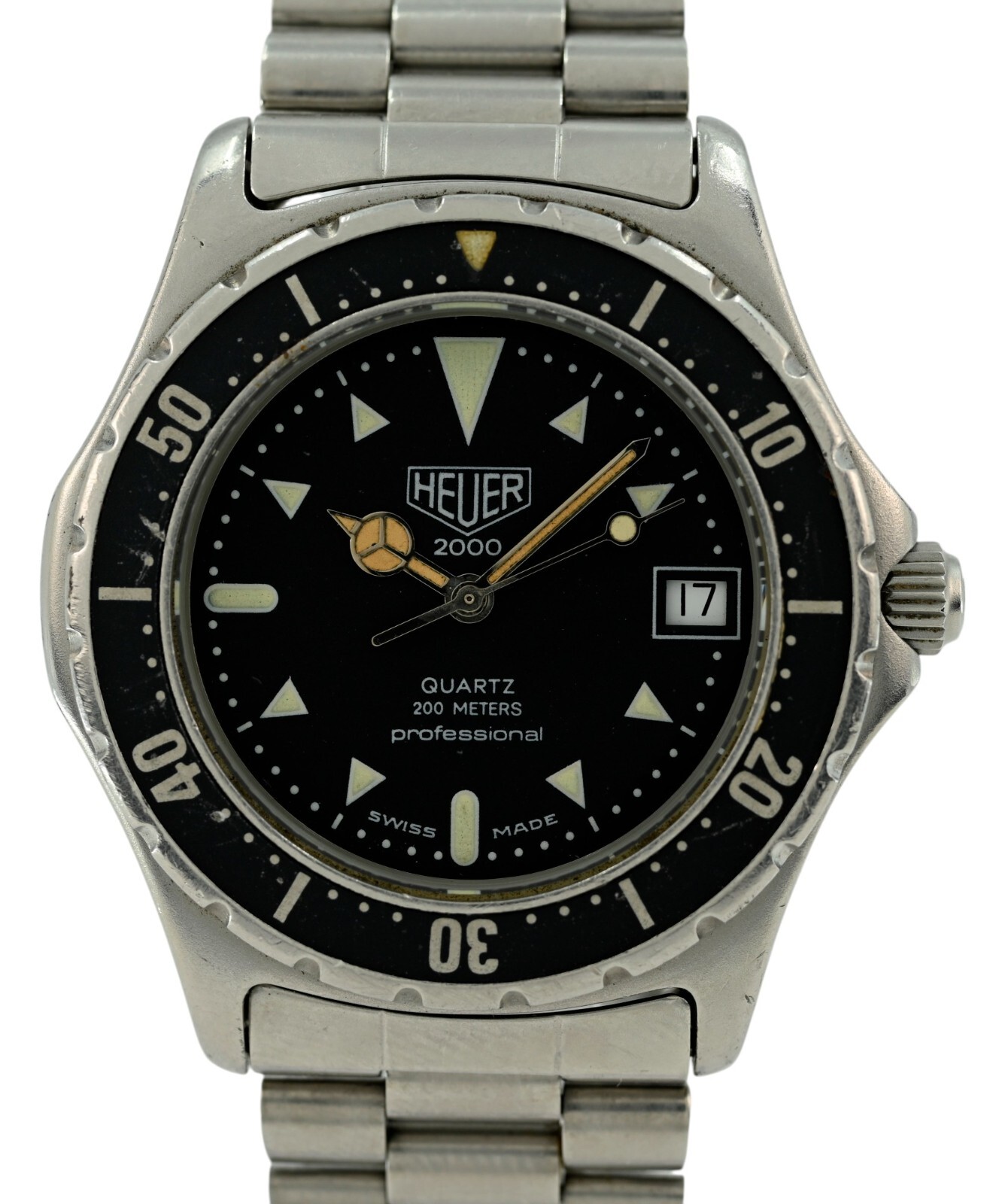 Heuer (Pre-Tag) Men’s 37mm Professional 2000 Series Black Dial Watch Ref 973.006