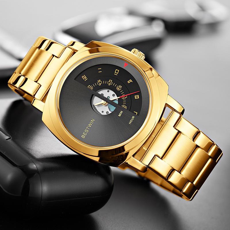 Luxury Analog Men’s Watch Alloy Case Waterproof Stylish Folding Clasp Gift