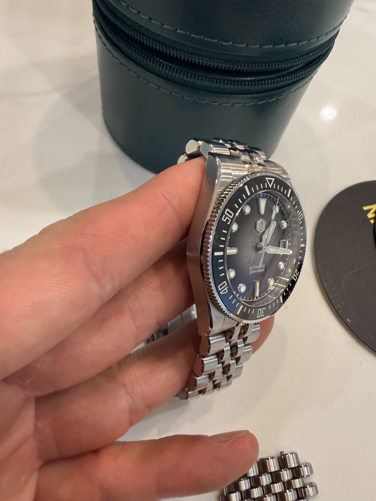San Martin SN0148 Enamel Black Vortex – 37.5mm Automatic Watch