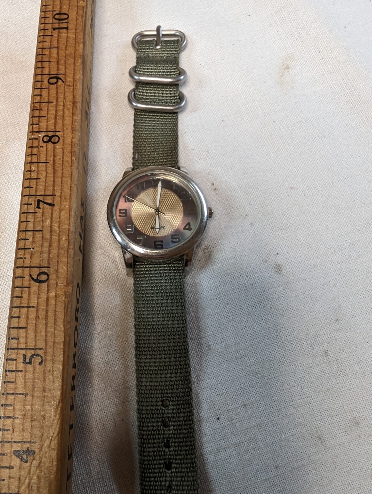 Gold And Bronze Tone Dial On One Piece Strap – Fashion Field Watch With New Batt