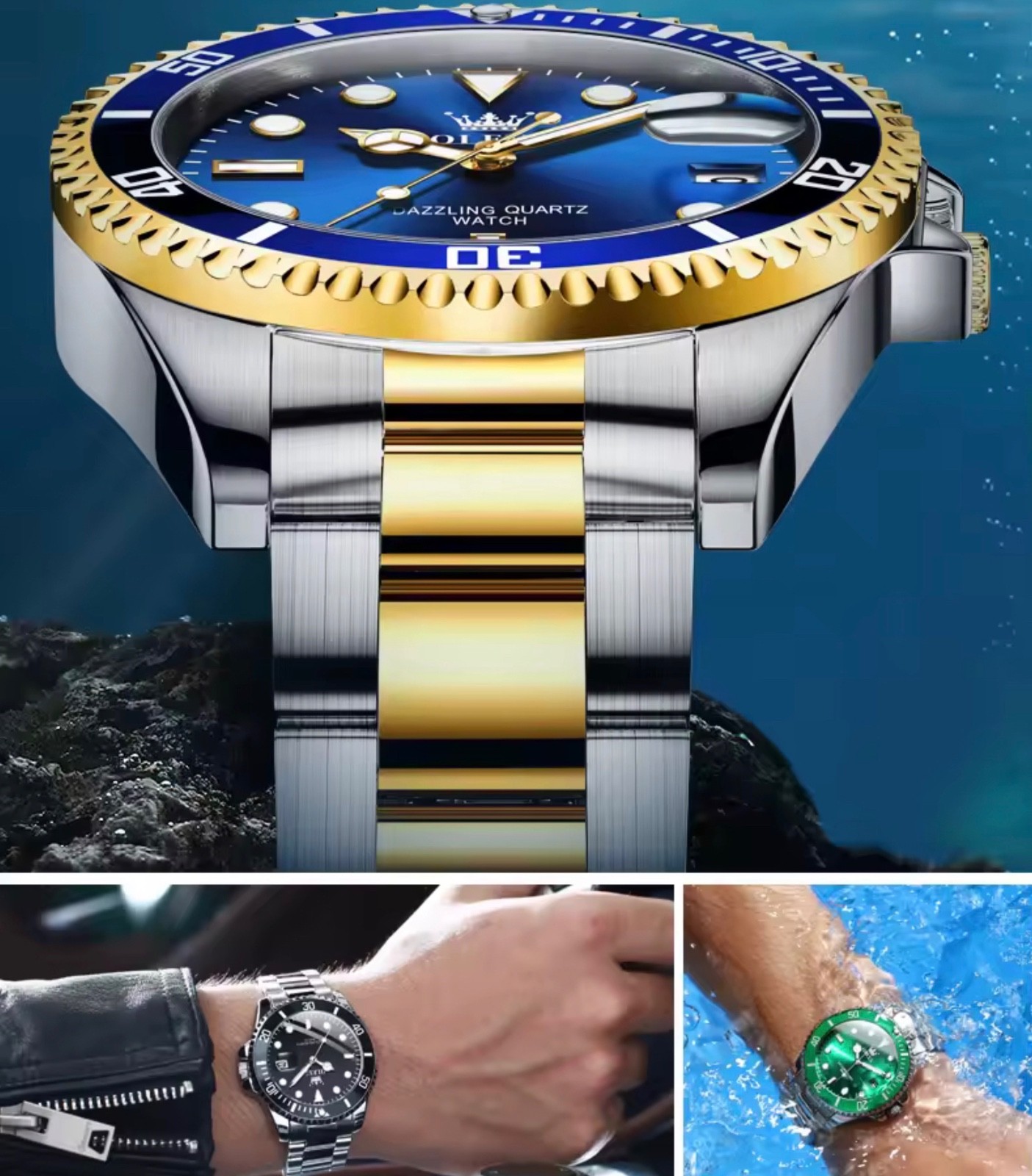 Olevs mens watch quartz Date window waterproof great Gift Idea