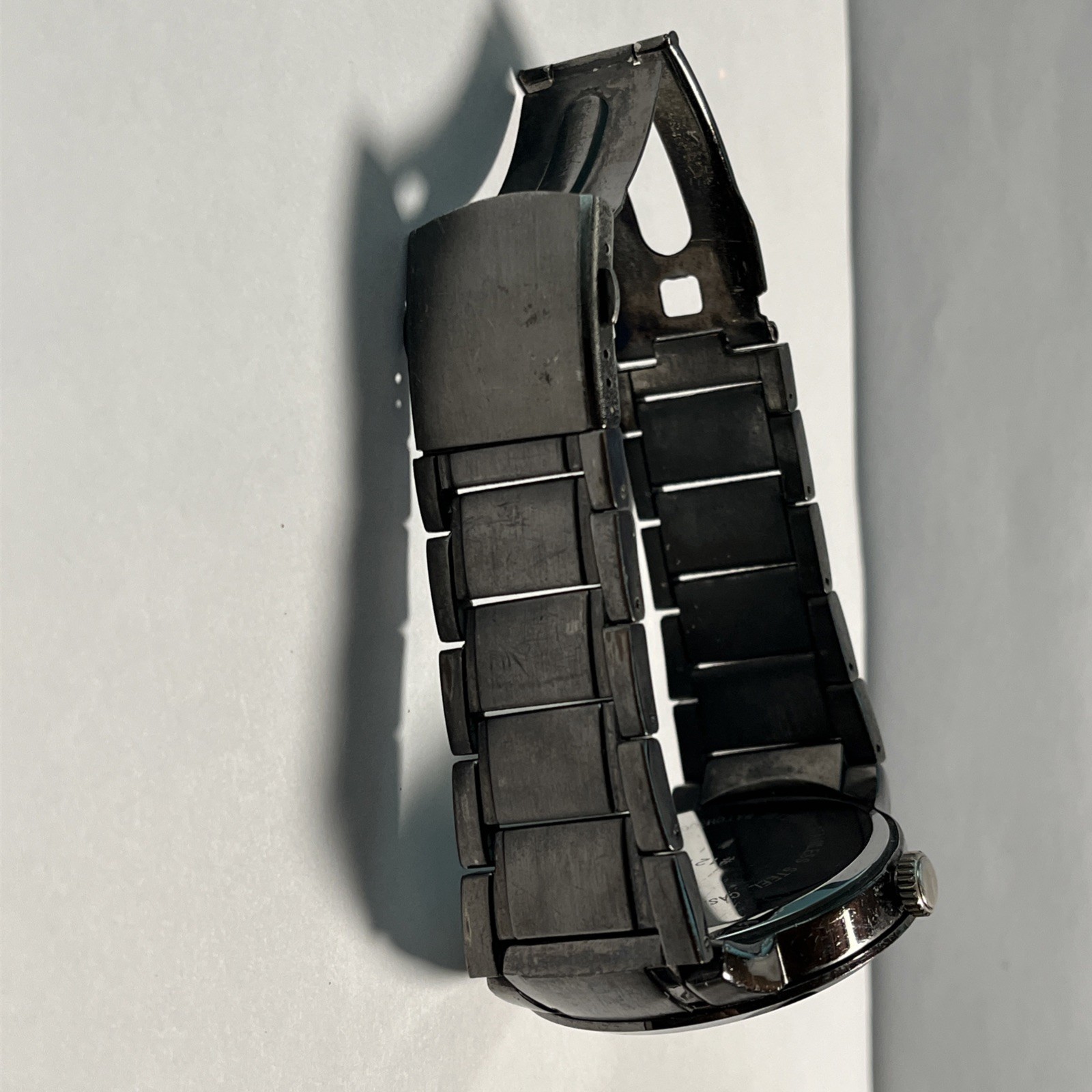 Aldo Men’s Black Chrome Stainless Bracelet Watch Lrg. Face Japan Movement #1210