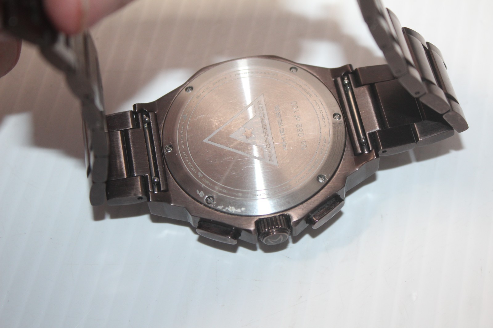 MSTR Meister Ambassador Wrist Watch AM1015SS Chocolate Brushed in Box Runs NICE