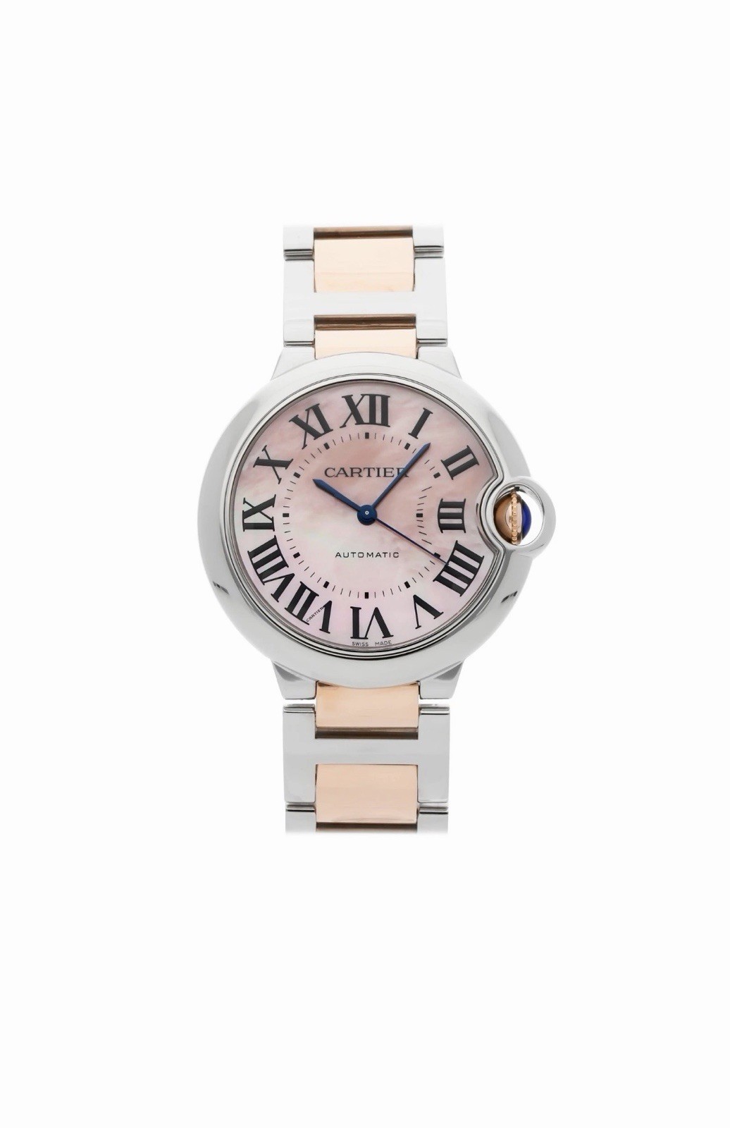 Cartier Ballon Bleu Steel and Gold Automatic 36mm Pink MOP Dial Bracelet