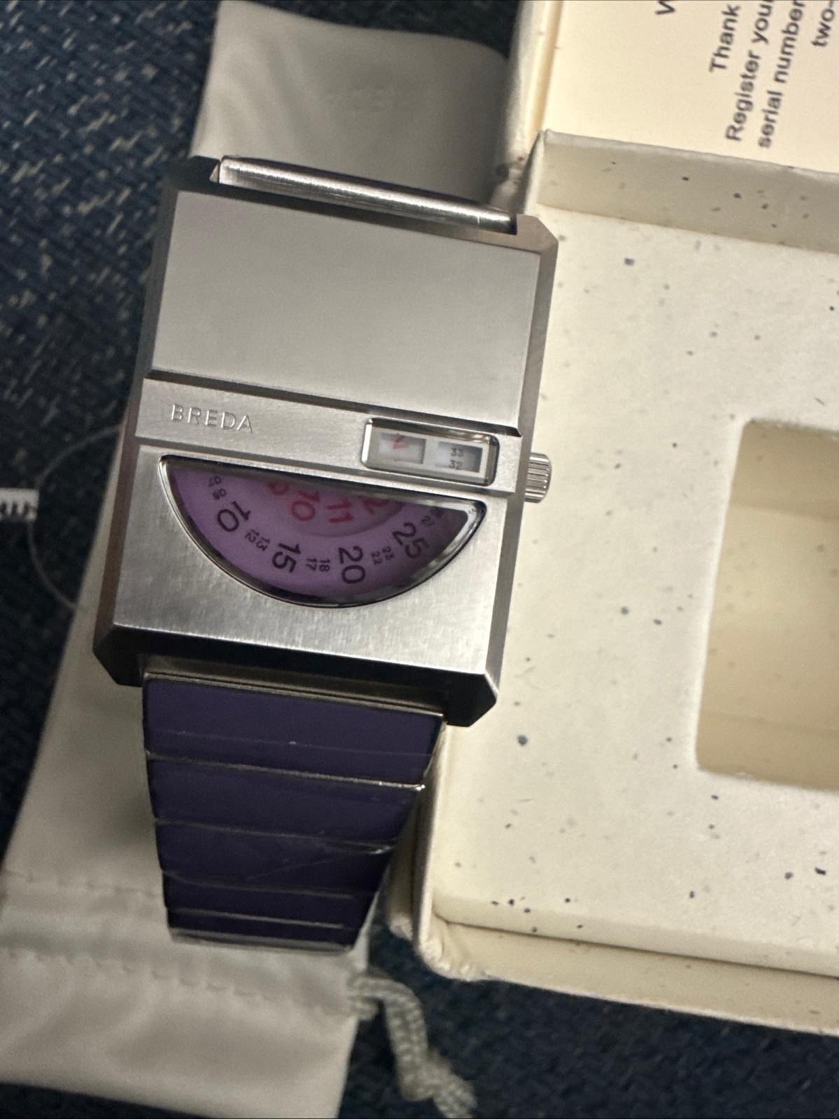 Breda Pulse Tandem Stainless Steel Bracelet Watch, 26mm light Blue/purple