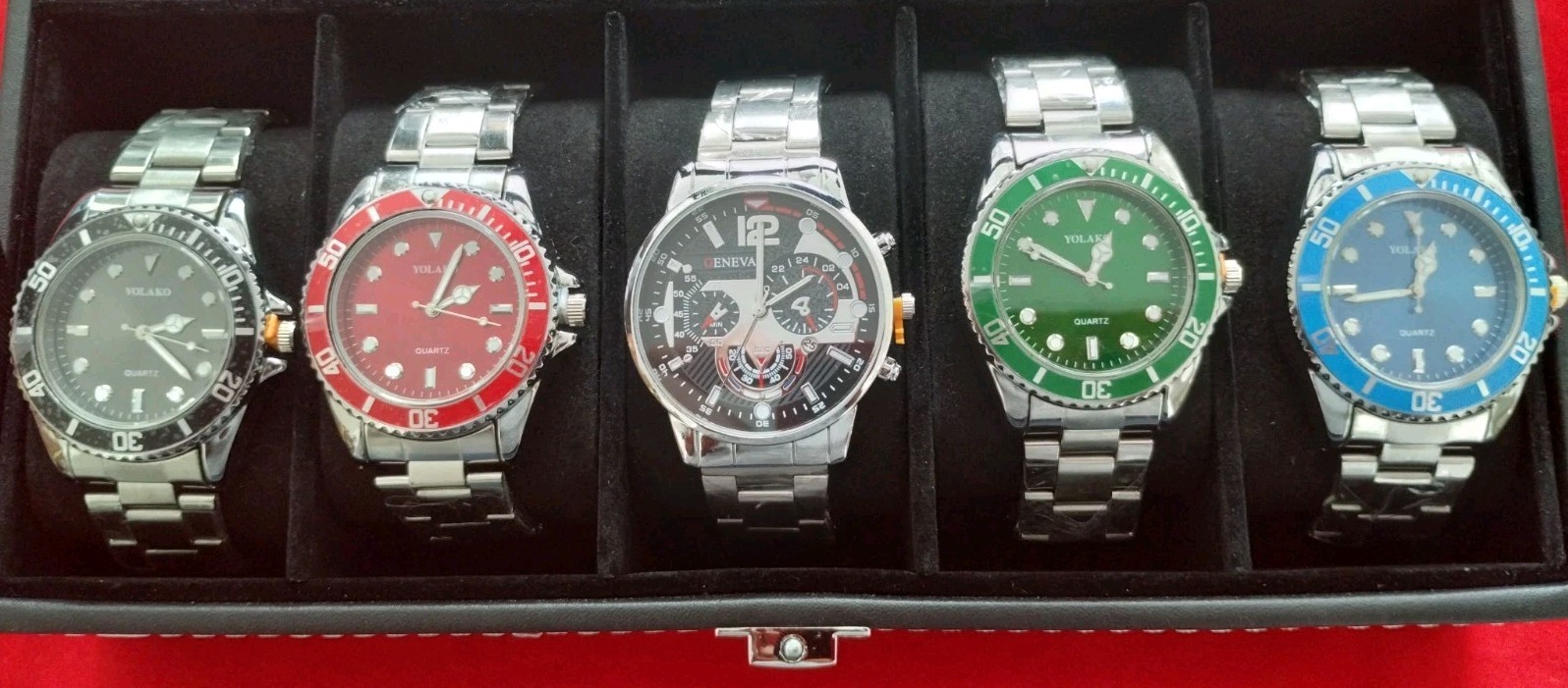 Set 5 Brand NEW Men’s Watch Lot 21425 W/ CALENDAR FUNCTION ON 4 Wrist Watches