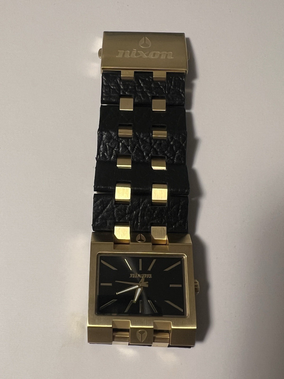 Nixon The Big Rig Nice Ride Quartz 100m Gold/Black Leather Bracelet Watch w/ Box