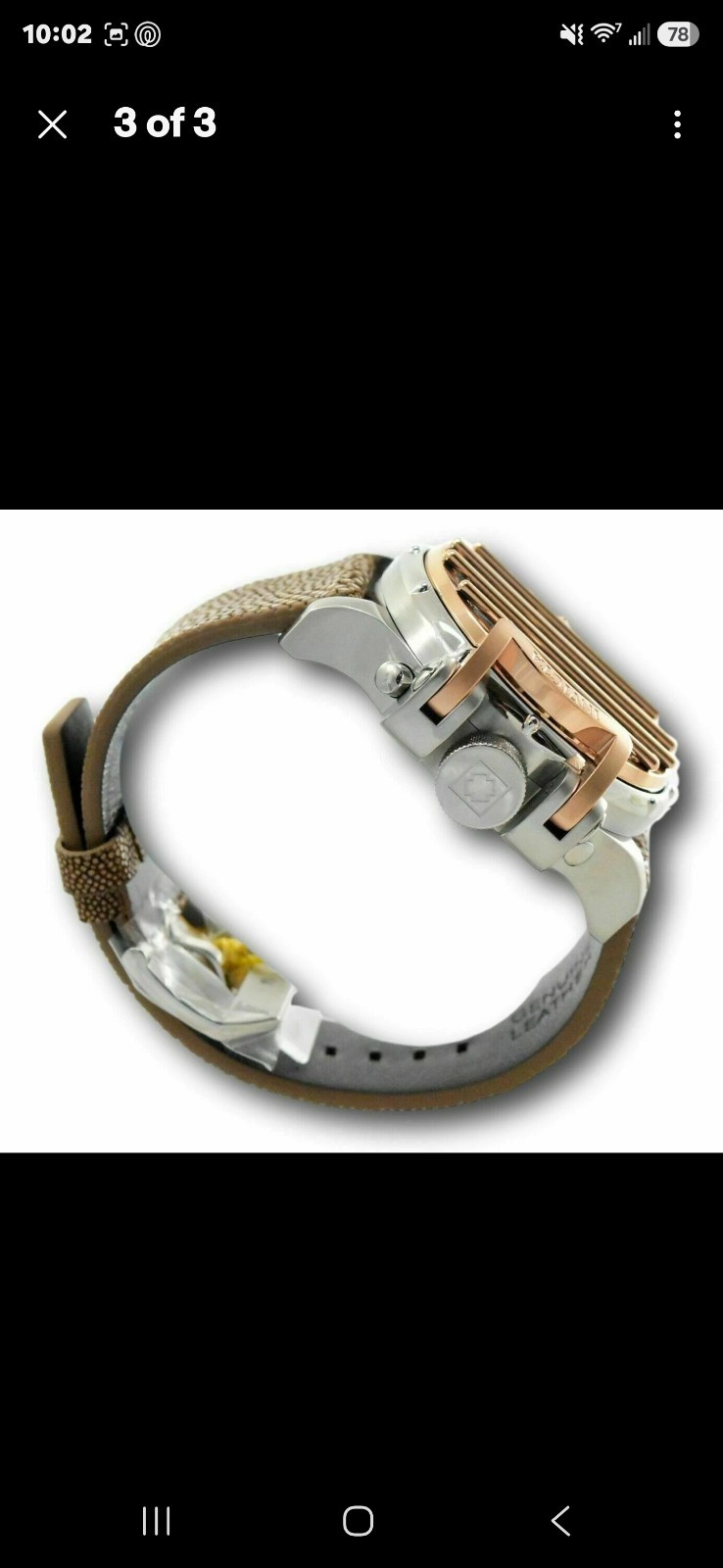 Invicta Crossbar Mens 52mm. Stingray Band. RARE