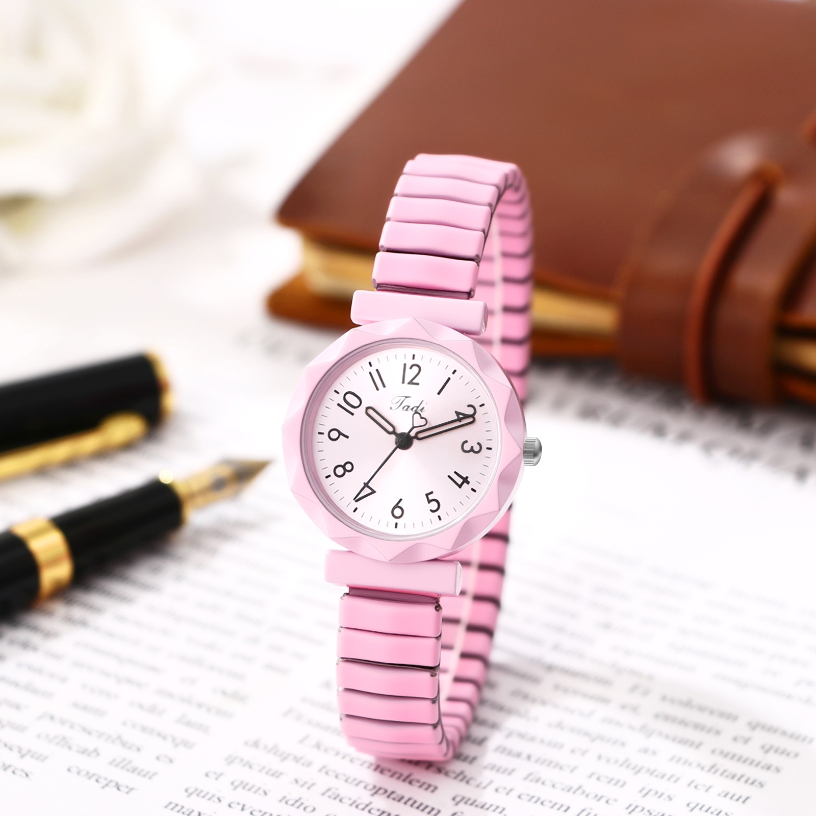 Boy Girl Candy Color Easy Read Stainless Steel Elastic Band Teenager Wrist Watch