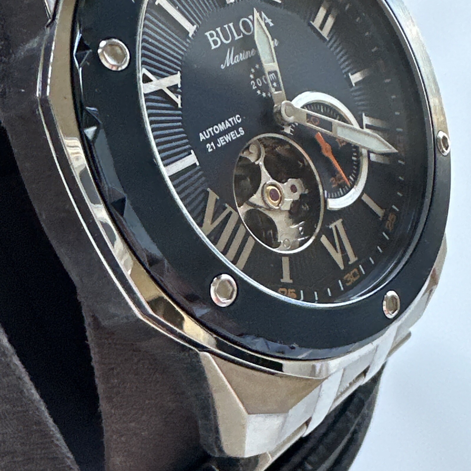 Bulova Men’s Marine Star Automatic Silver Stainless Steel Watch 44 MM 98A302