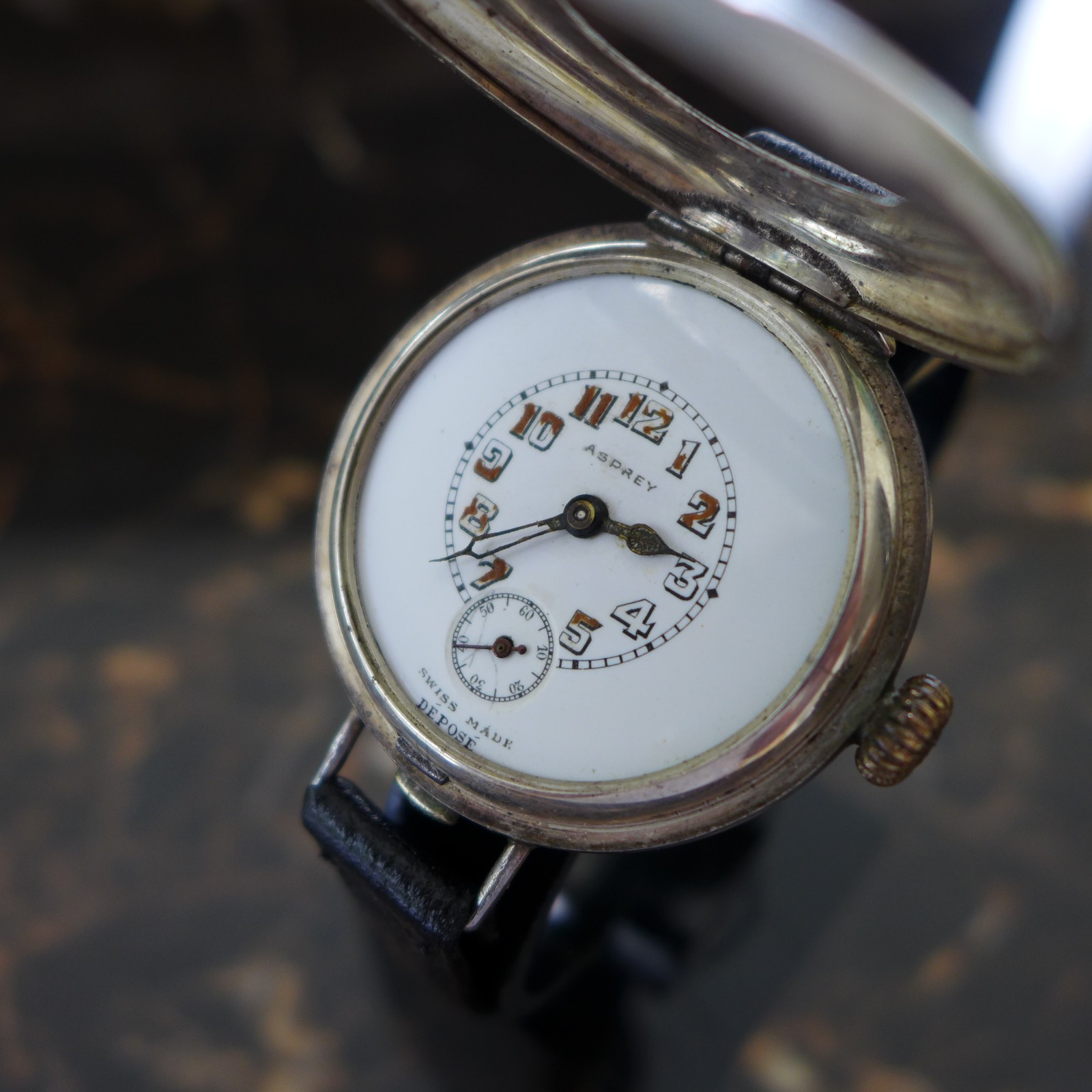A WW1 1917-18 BRITISH MILITARY ROLEX “ASPREY”OFFICERS TRENCH SILVER HALF HUNTER