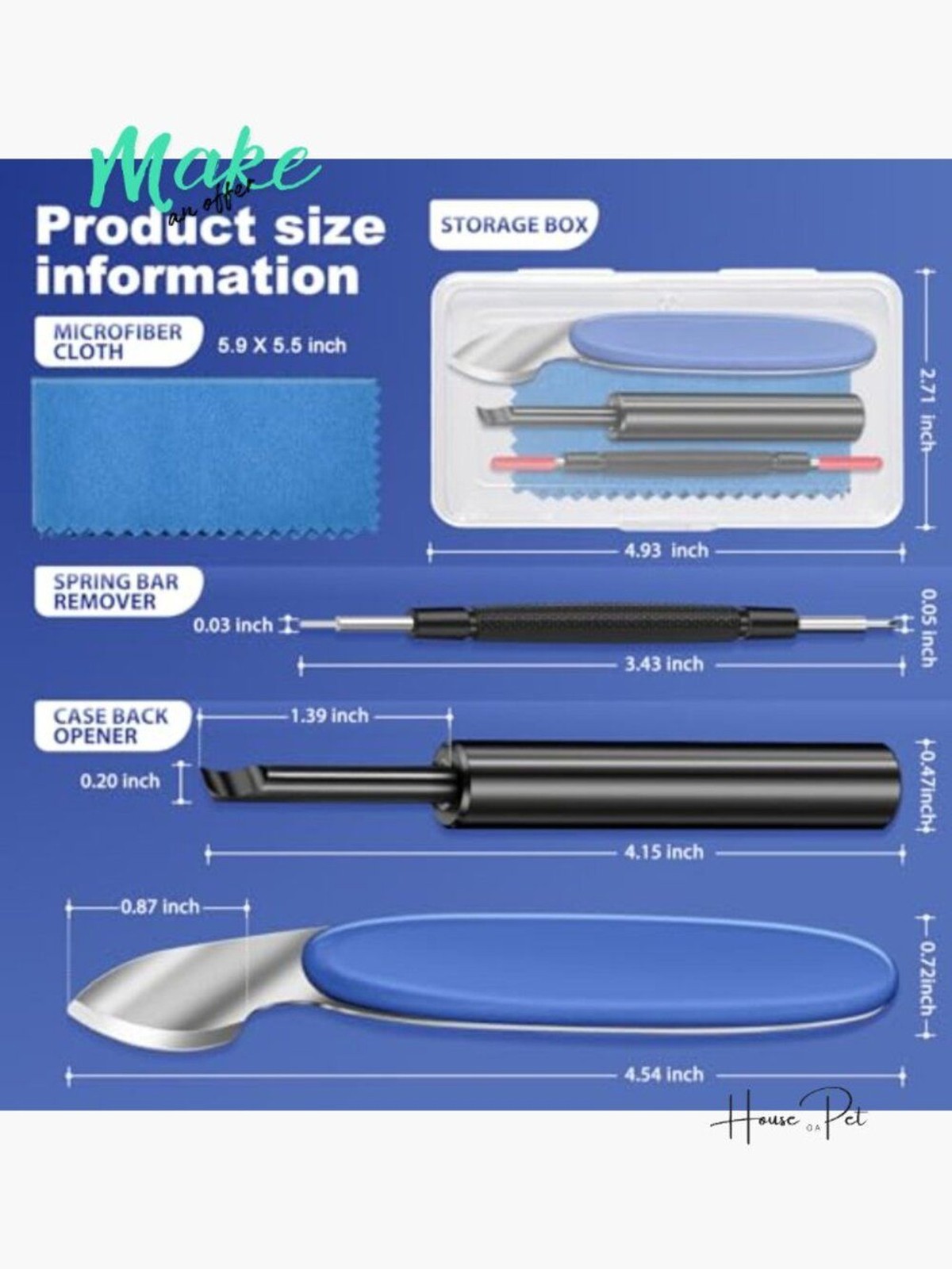 Watch Repair Kit with Battery Replacement Tool, Back Case Opener & Spring Bar