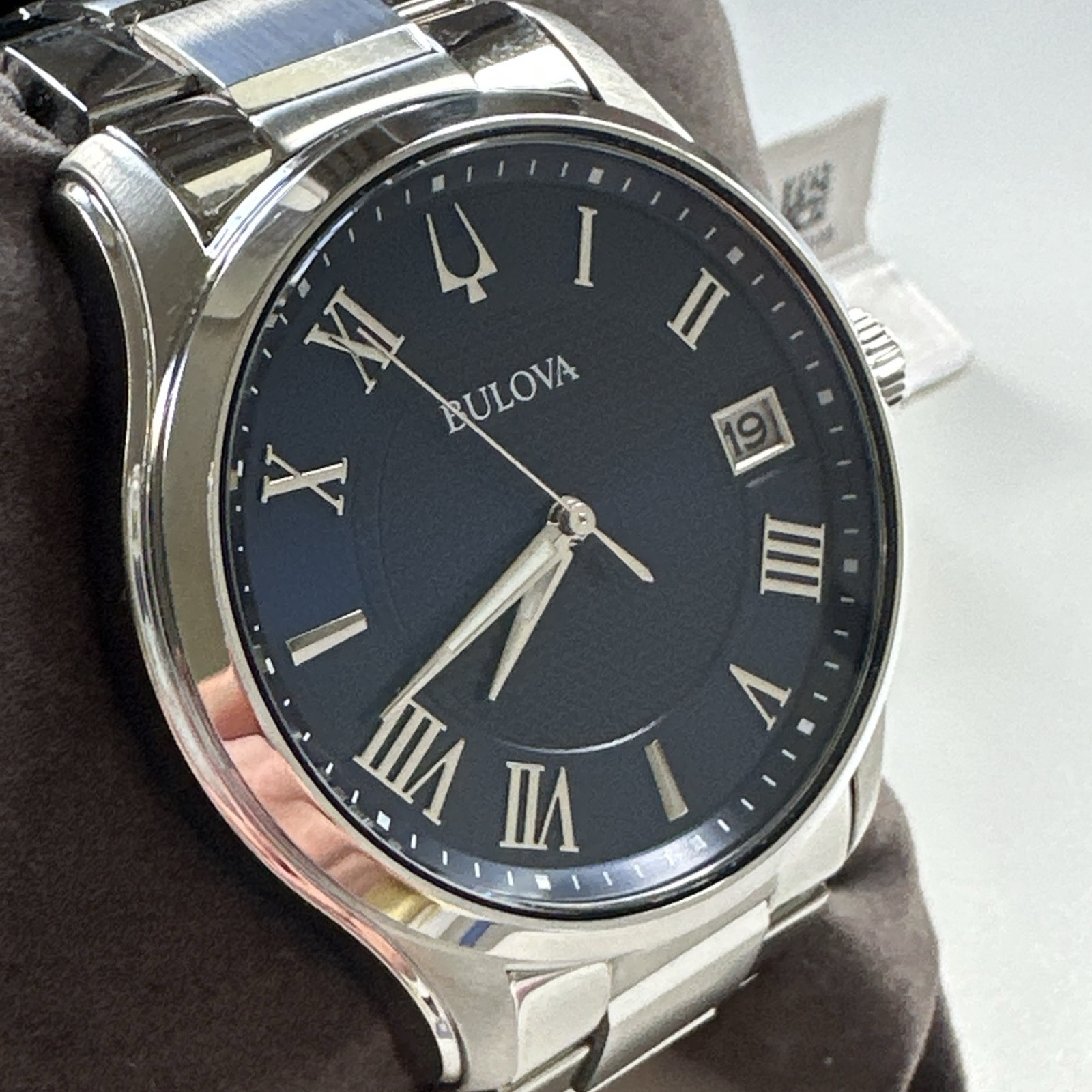 Bulova Wilton Men’s Quartz Silver-Tone Blue Dial Watch 41MM 96B386