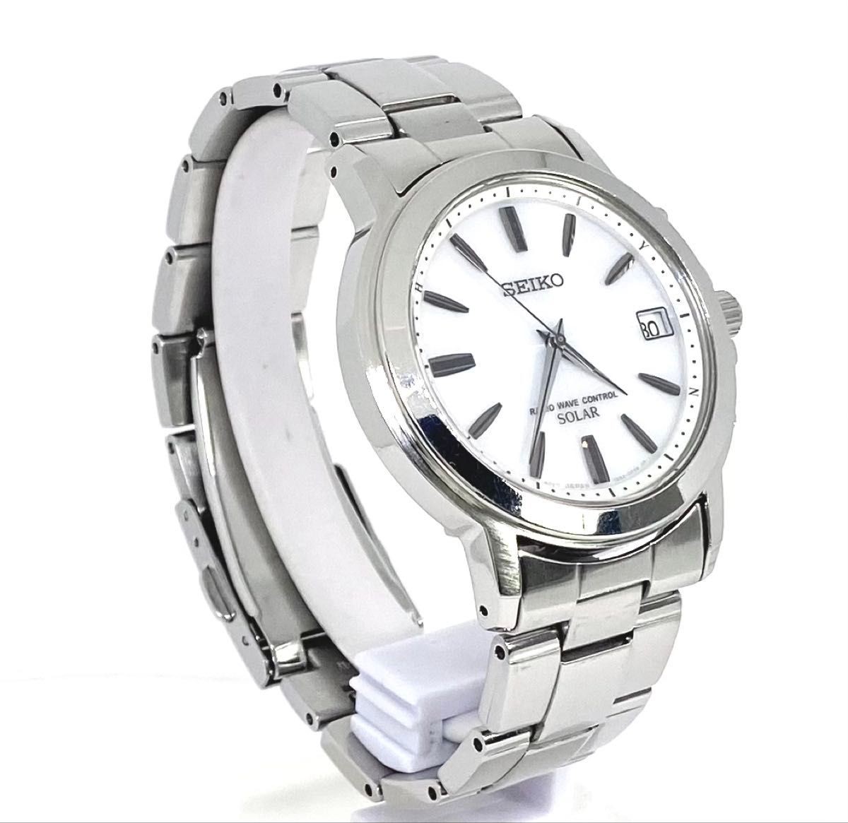 Seiko 7B52 Radio Solar White Dial Stainless Watch