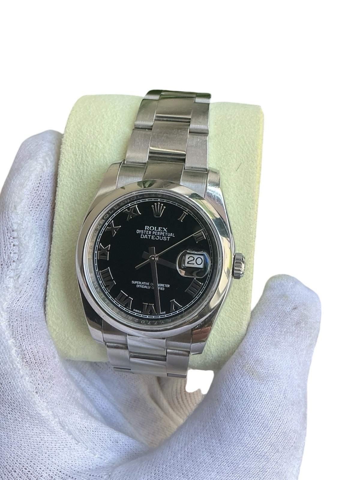 Rolex Datejust 116200 Black Roman Dial 2014 with Box & Papers Unpolished