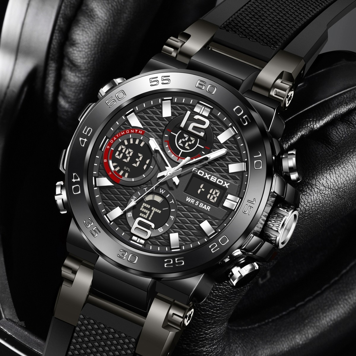 Men’s Watch Big Dial Quartz Digital Analog Luminous Waterproof Sports Wristwatch
