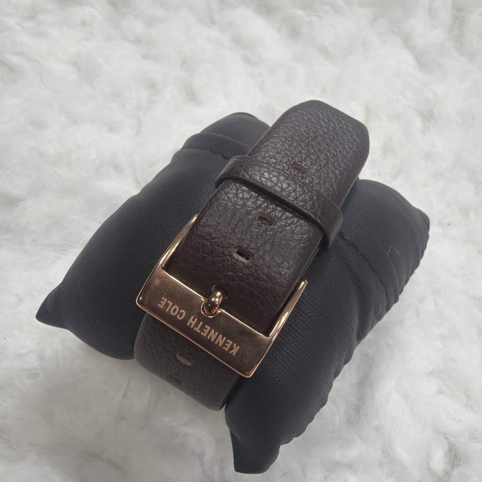 Mens Kennth Cole New York Watch Dress Formal Champagne Face Leather Strap New!