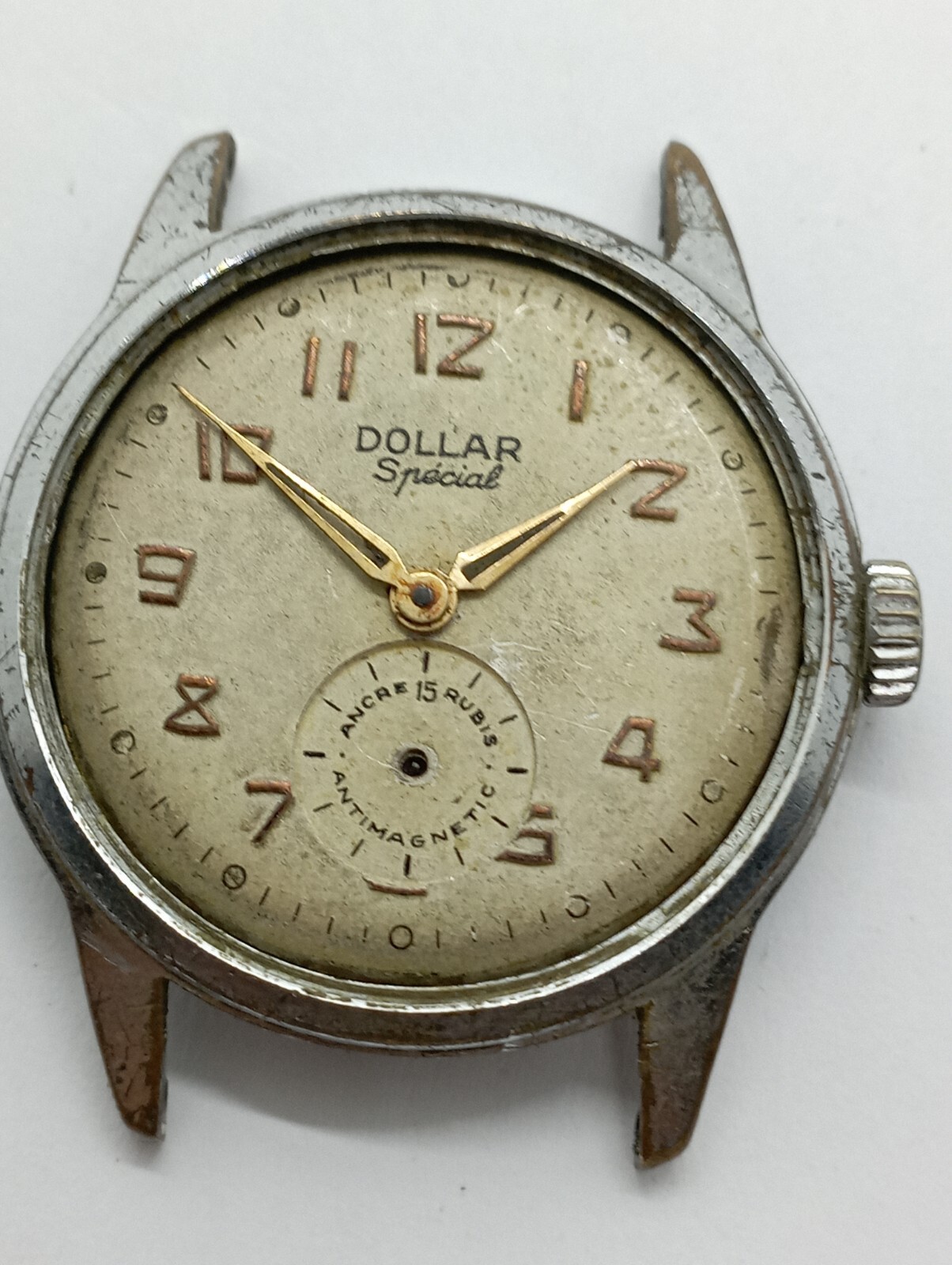 VINTAGE Dollar Special ANCRE 15 Jewels Cal. Cupillard 233 RARE working Well Stem