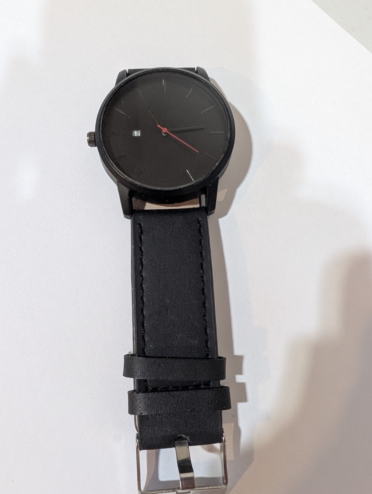 LABSERRON 1Pcs Mens Wrist Watch Black Durable Quartz Leather Strap New Battery