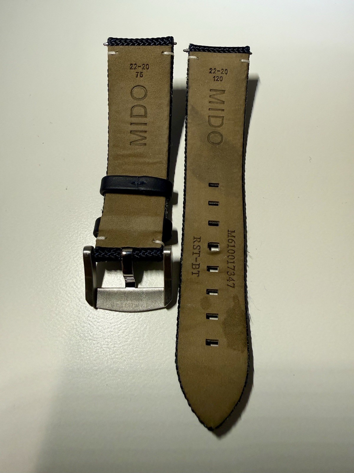 Mido Ocean Star GMT 44mm Silver Stainless Steel w Blue Strap & Horween Strap