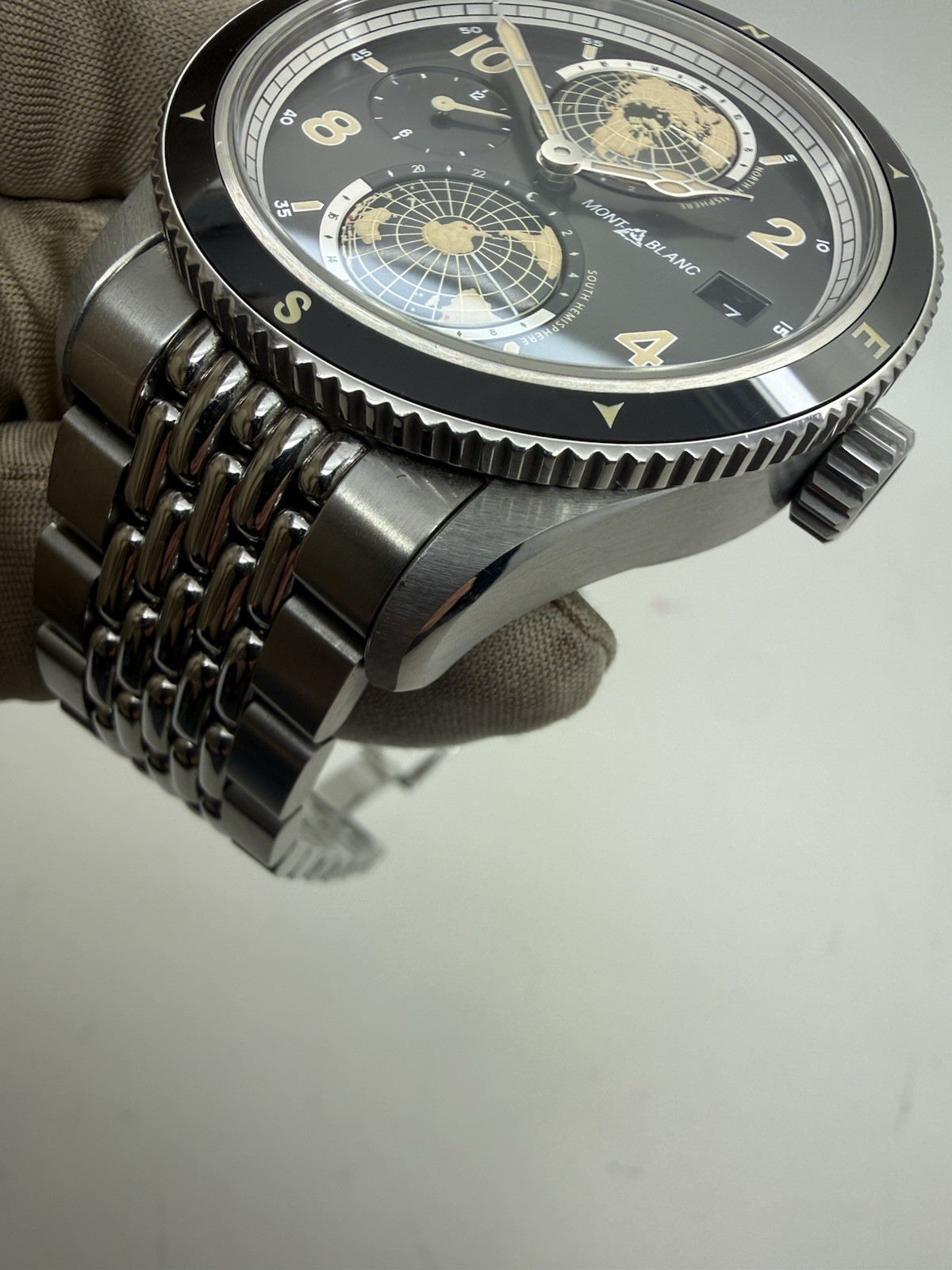 Montblanc 1858 Geosphere Black Dial 42mm Steel Automatic Watch 125872 w/ Box