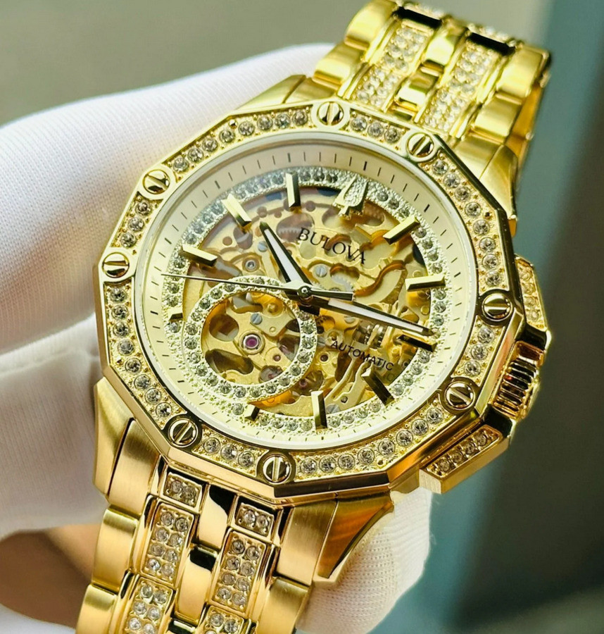 Bulova Octava Automatic Gold Dial Automatic Gold Tone Men’s Watch 98A292