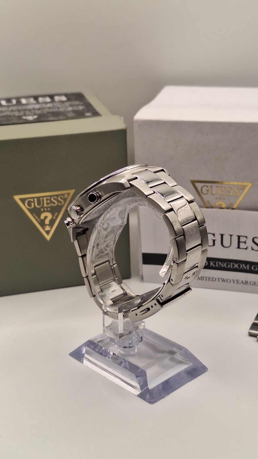 GUESS Altitude Mens Silver Chronograph Watch With Blue Dial – GW0329G1