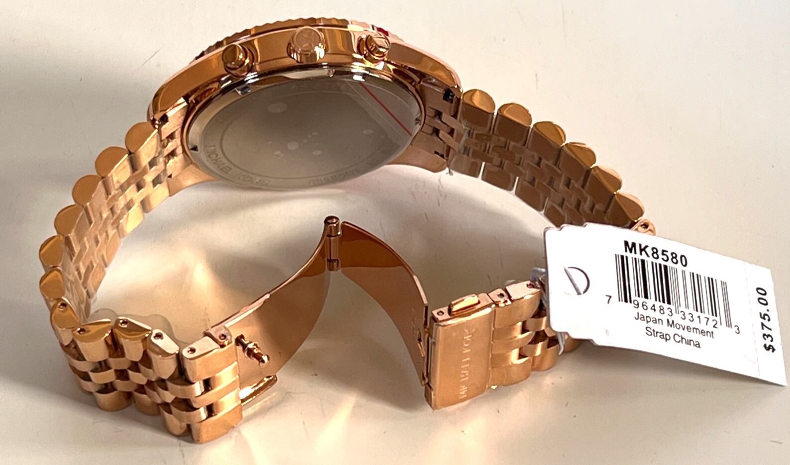 MICHAEL KORS MK8580 Lexington Crystal Pave Rose Gold-Tone Men’s Watch BNWT $375