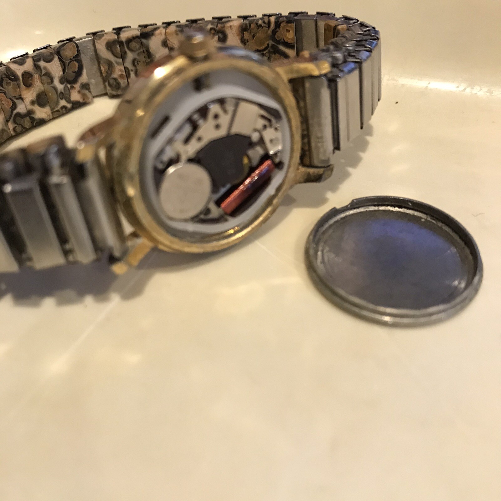 Two Thai-assembled Ladies Watches Jasper Leopard White Leather Gold Tone Hands