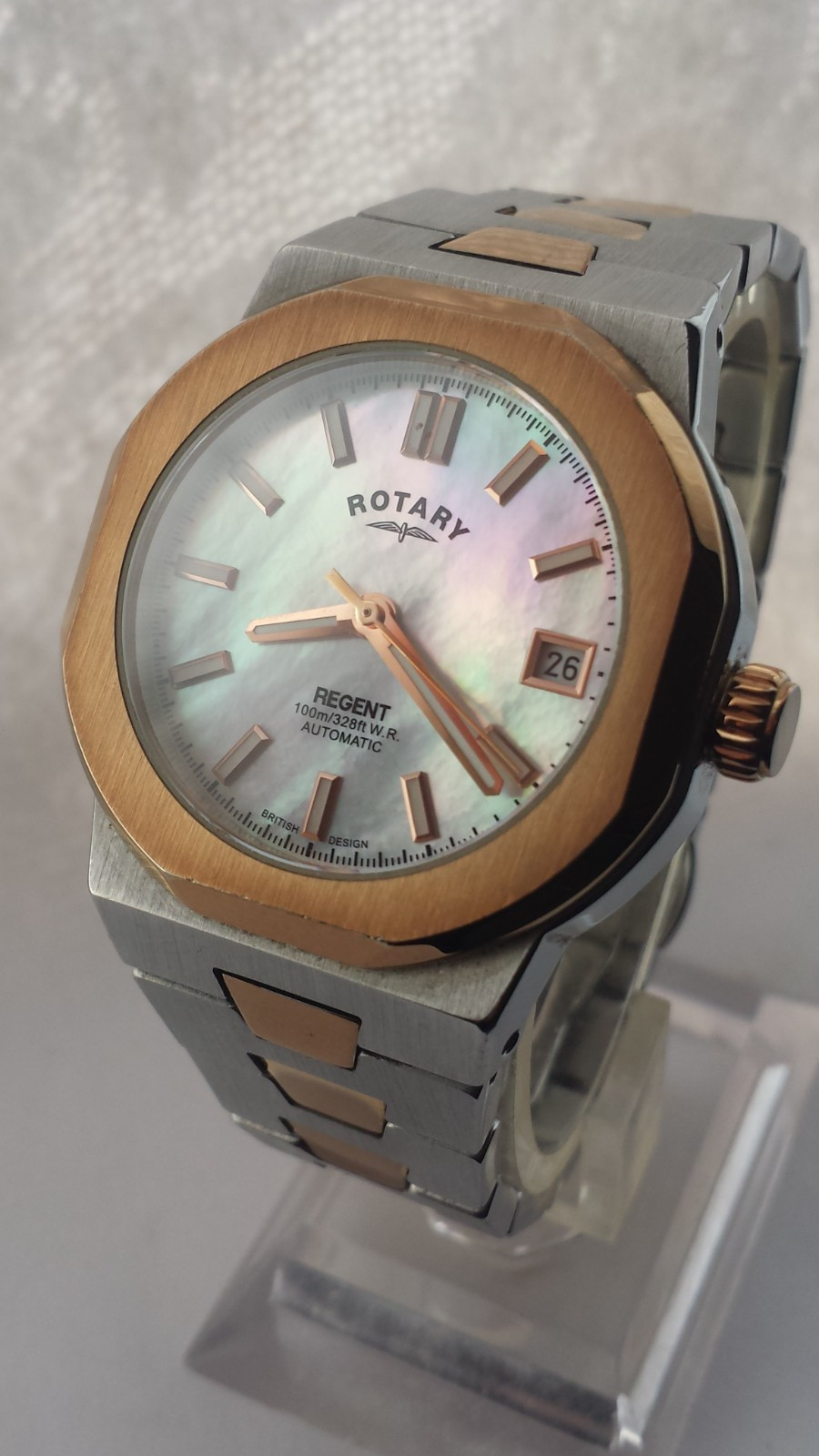 ROTARY LB0541207 Regent MOP Dial Automatic Sport Women’s Rose Gold Ladies Watch