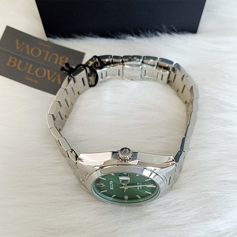 Bulova Surveyor Green Dial Stainless Steel Men Automatic Watch 96B429 39MM