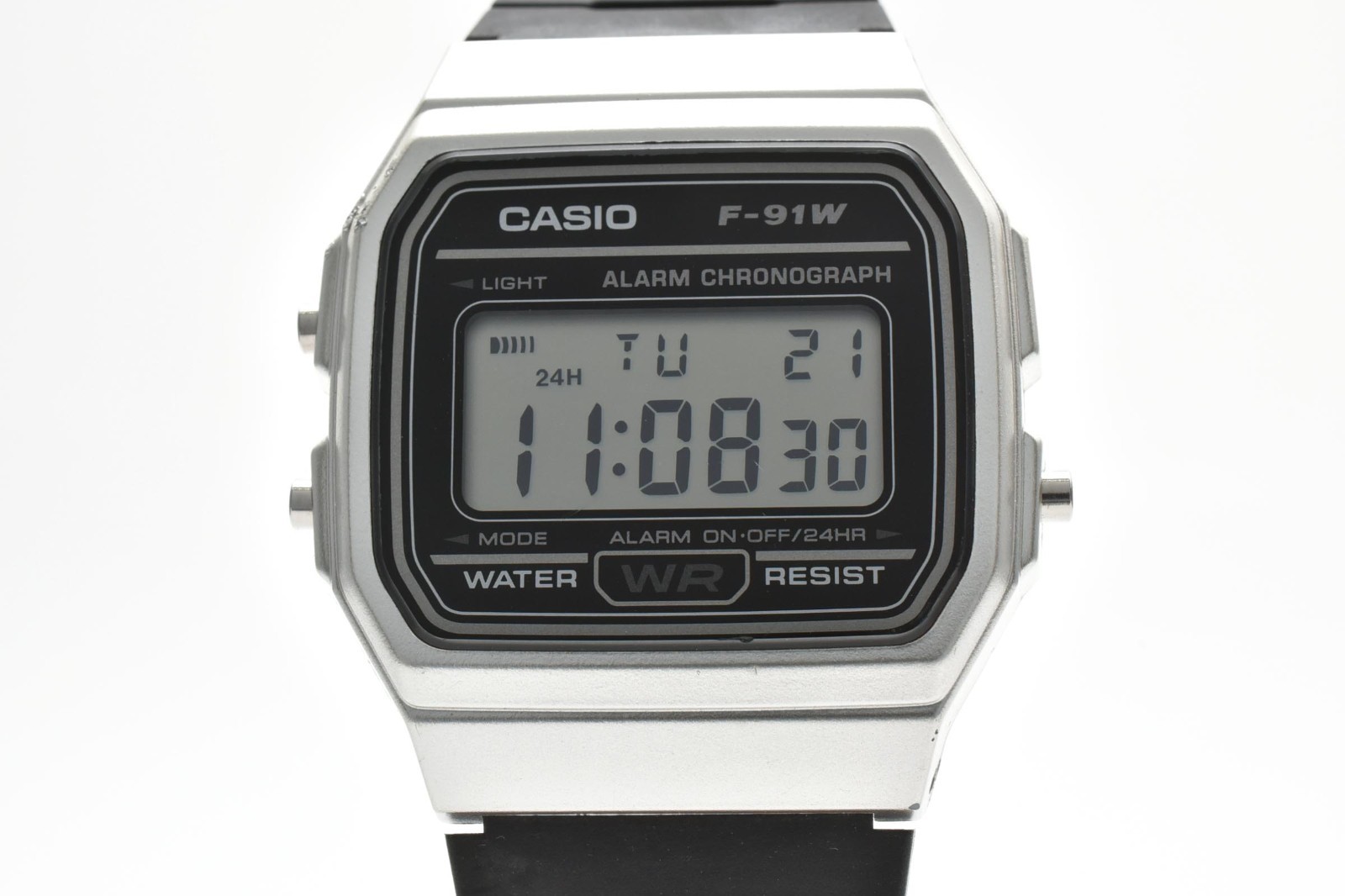 【EXC+５】CASIO F-91W Digital Quartz Watch Black Resin Alarm Chronograph 30M Japan