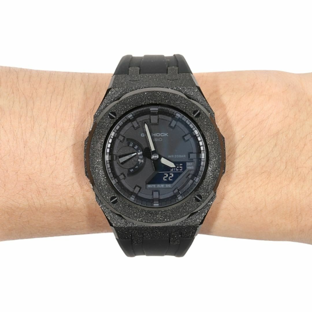 G-Shock GA2100 Frosted Custom Blackout Rubber Band Casioak Black Belt BLACKOUT G