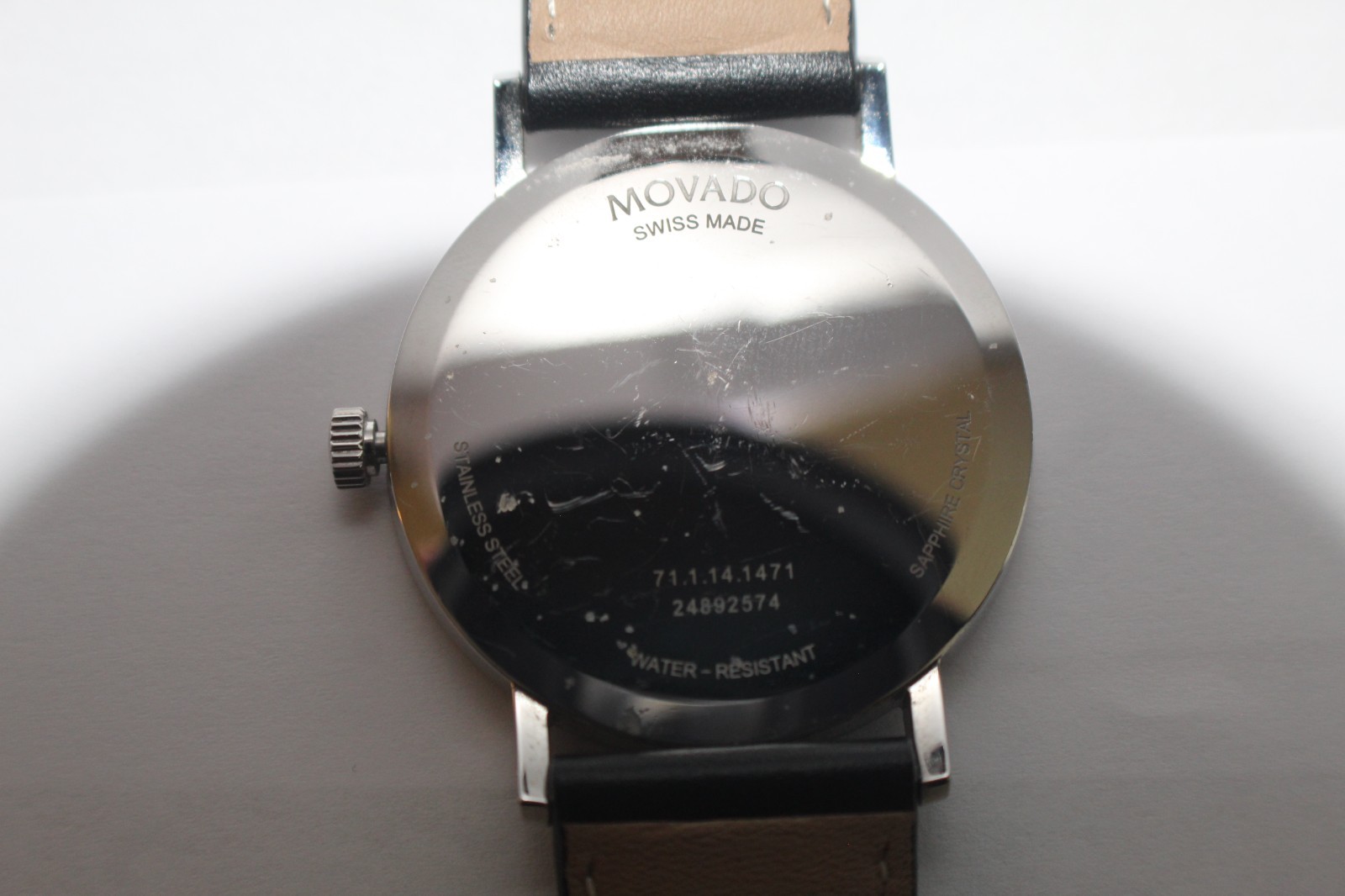 Movado Bold Quartz Black Dial Silver Tone Leather Strap Men’s Watch