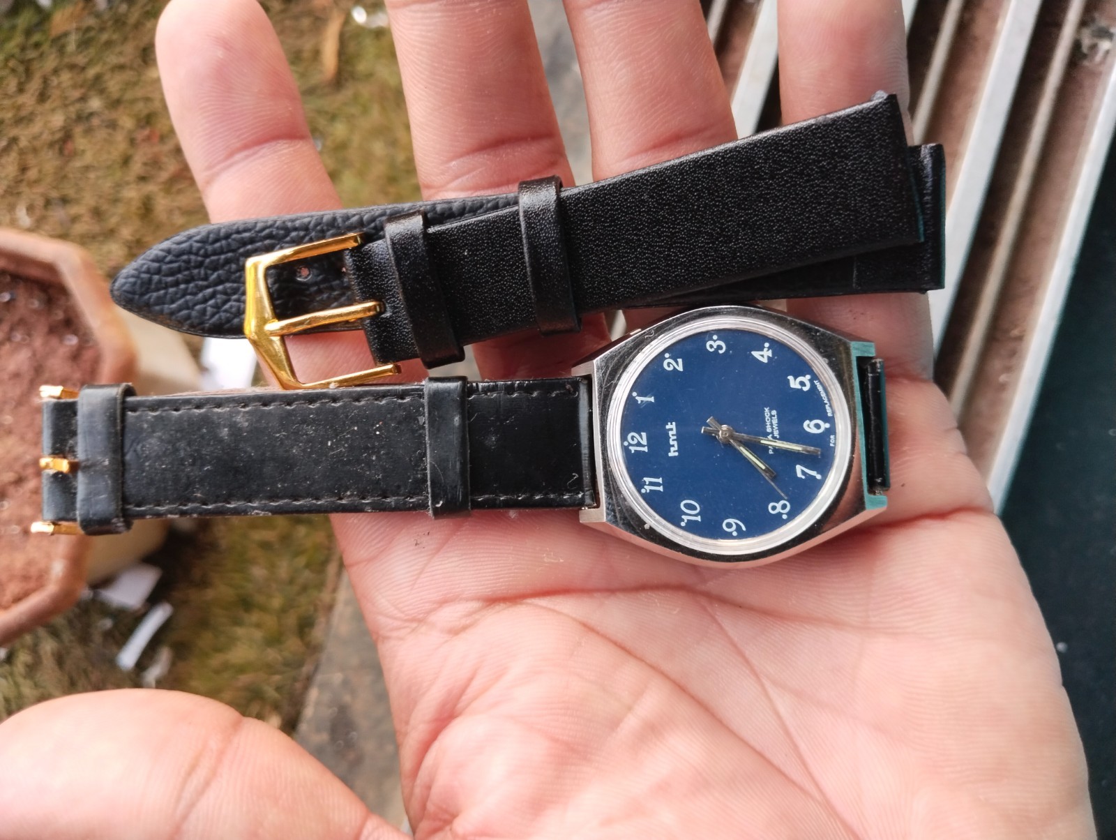 Used HMT Men’s Manual Watch Stealth Black Wrist Watch Blue HMT Pilot Hand Wind
