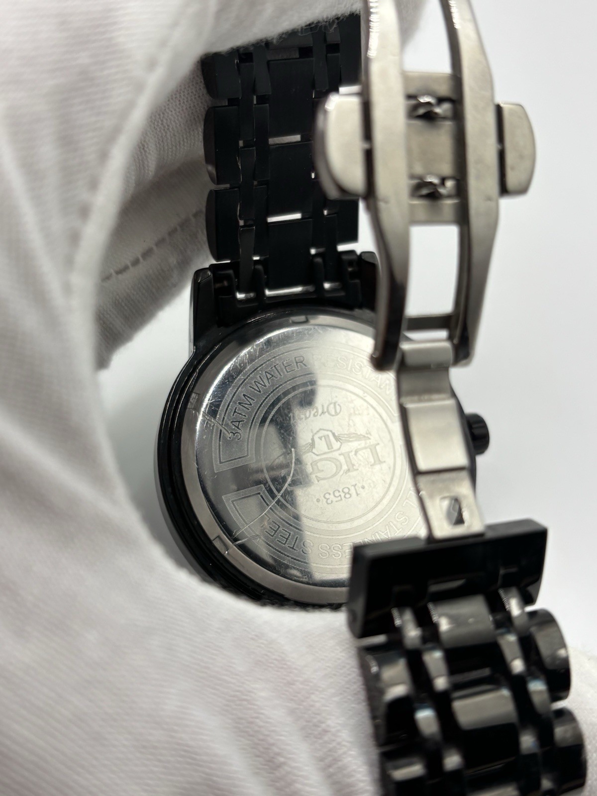 Lige Dream 1853 Men’s Watch Day/Date Fancy Blue Dial Black Band New Battery