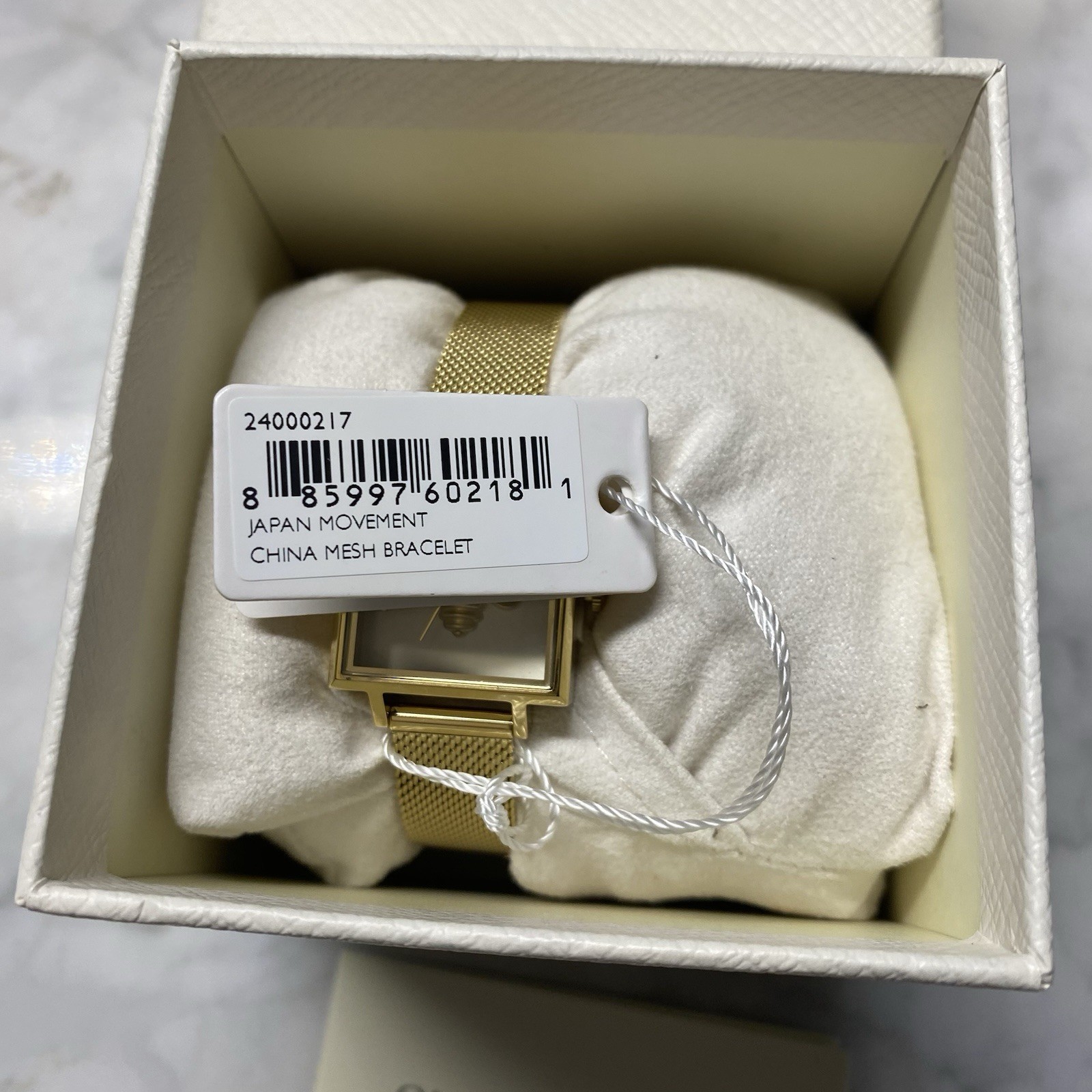 Olivia Burton 23mm Lucky Bee White & Gold Mesh Watch