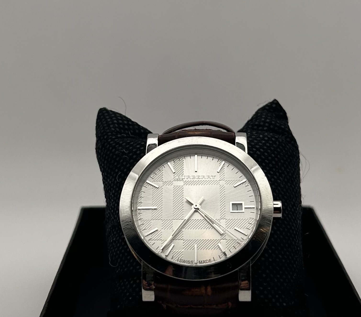 Burberry The City Men’s Silver Dial Brown Leather Strap Quartz 38mm Watch