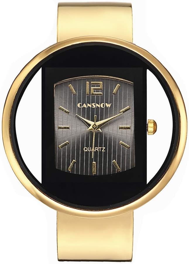 Stylish Women’s Cuff Bangle Analog Watch – Quartz Movement in Sophisticated Gold