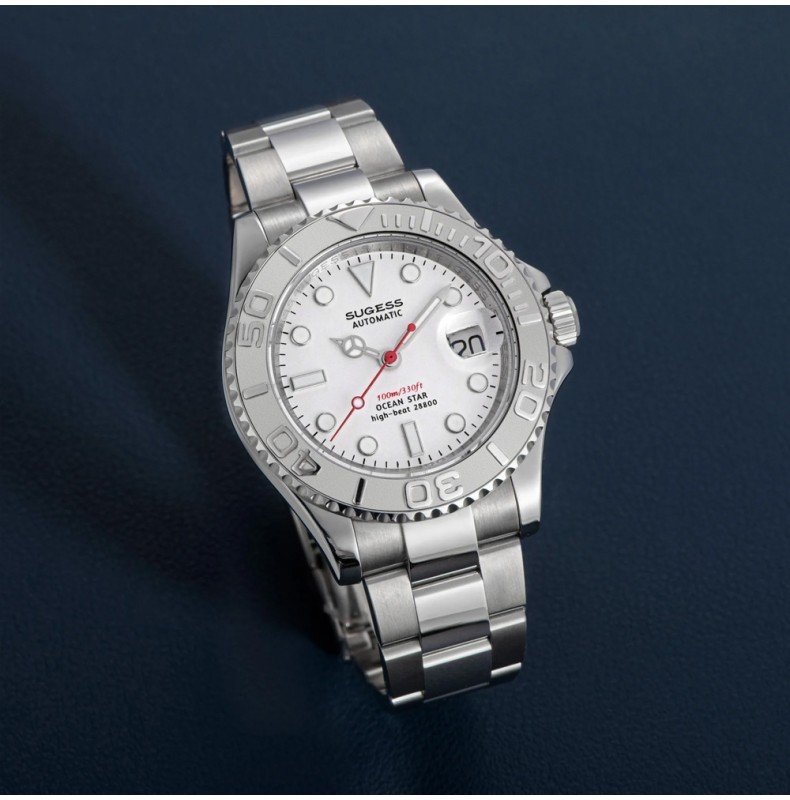 Sugess S450 Mechanical Automatic Steel Date White Sapphire Men’s Watch