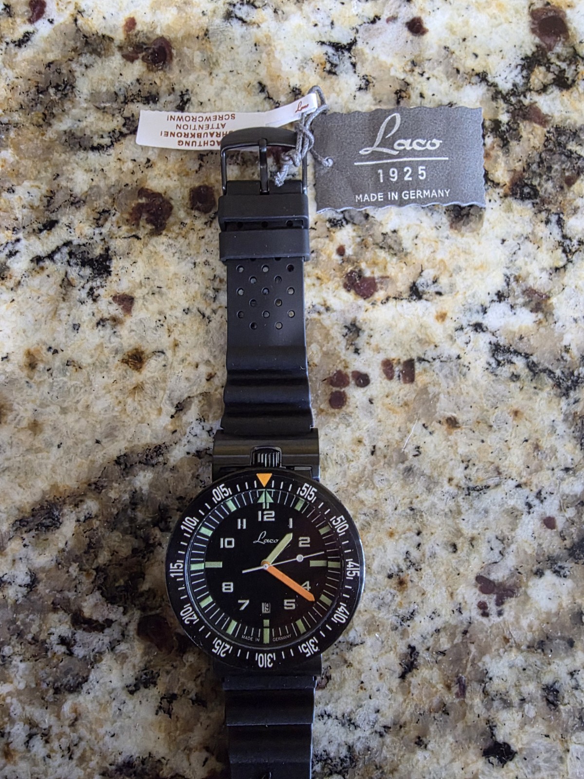 Laco Squad Atacama 3 Tactical Dive Watch Black PVD Case #861632.3 Automatic NEW