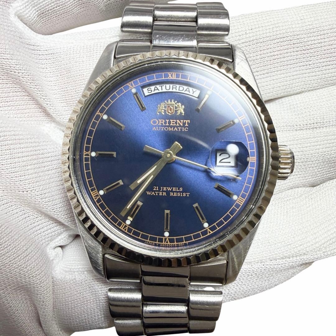 [EXC] Orient President Day-Date 46E701-91 Blue Dial Automatic Men’s – From JAPAN