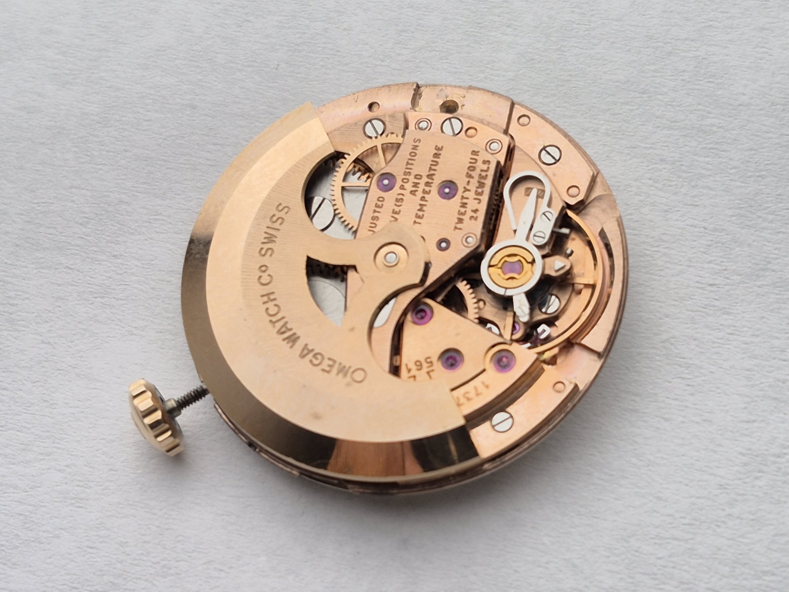 RARE Omega constellation ROSE GOLD pie-pan dial and completed running movement.