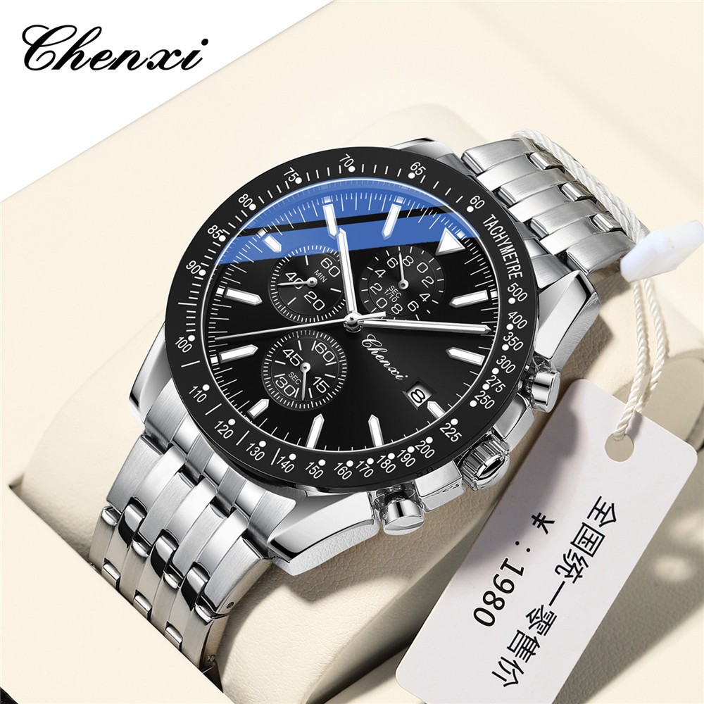 CHENXI Men Watch Chronograph Wristwatch with Six-hands Luminous Calendar Watches