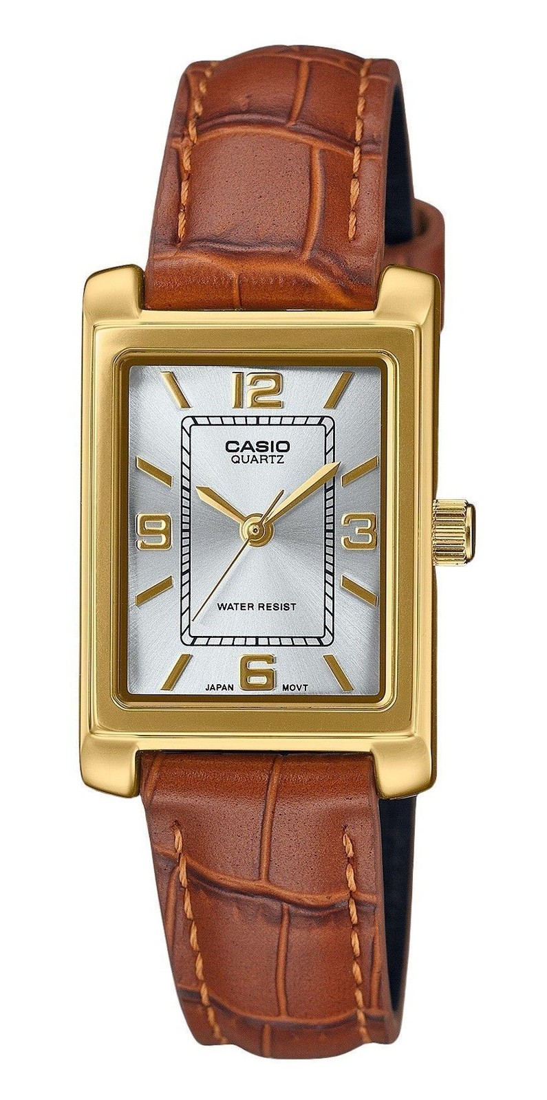 Casio Brown Leather Strap Silver Dial Quartz LTP-1234GLL-7A Women’s Ladies Watch