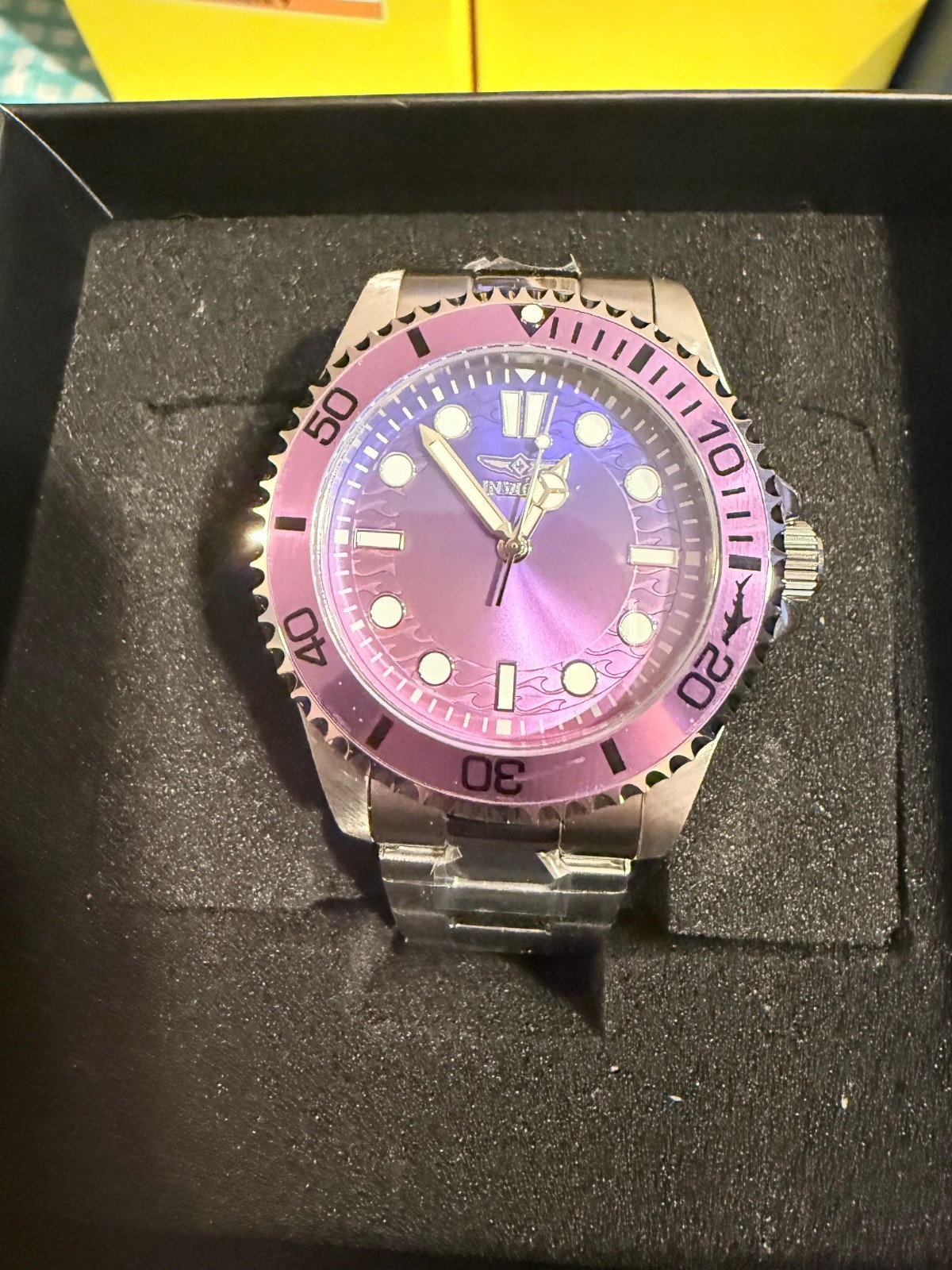 Invicta Pro Diver Mens Quartz Watch 43mm Purple/Blue Gradient Dial Bezel Steel