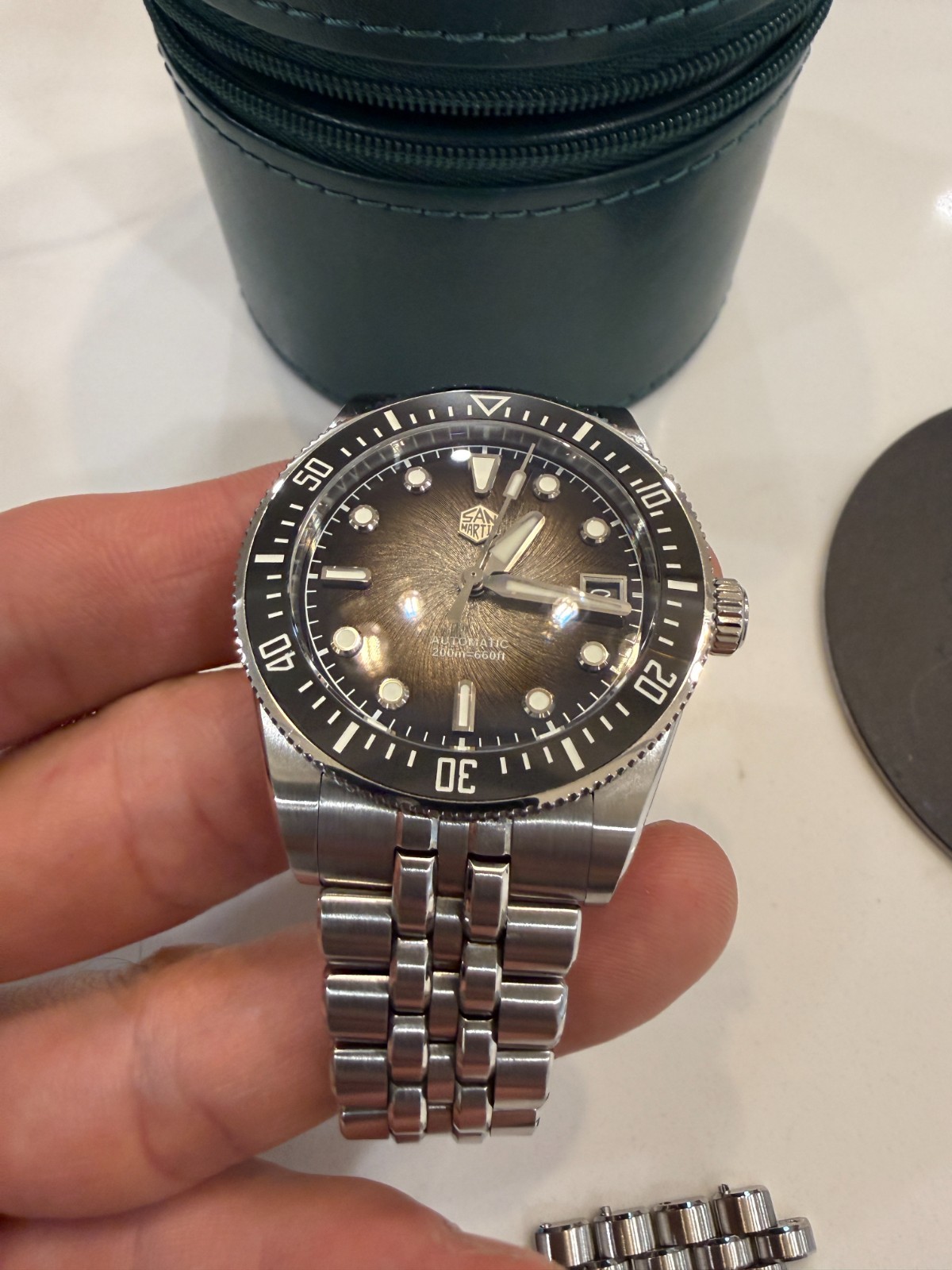 San Martin SN0148 Enamel Black Vortex – 37.5mm Automatic Watch