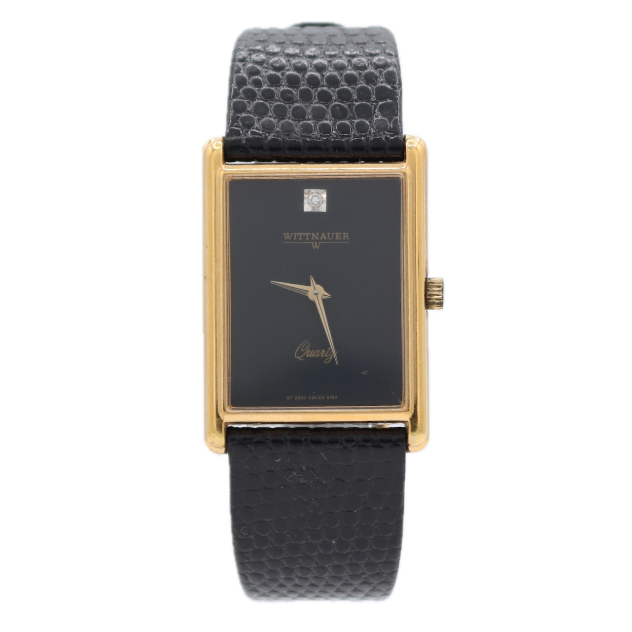 24mm Wittnauer CBT2307 Diamond Tank Men’s Quartz Wristwatch ETA978.002 Gold Tone