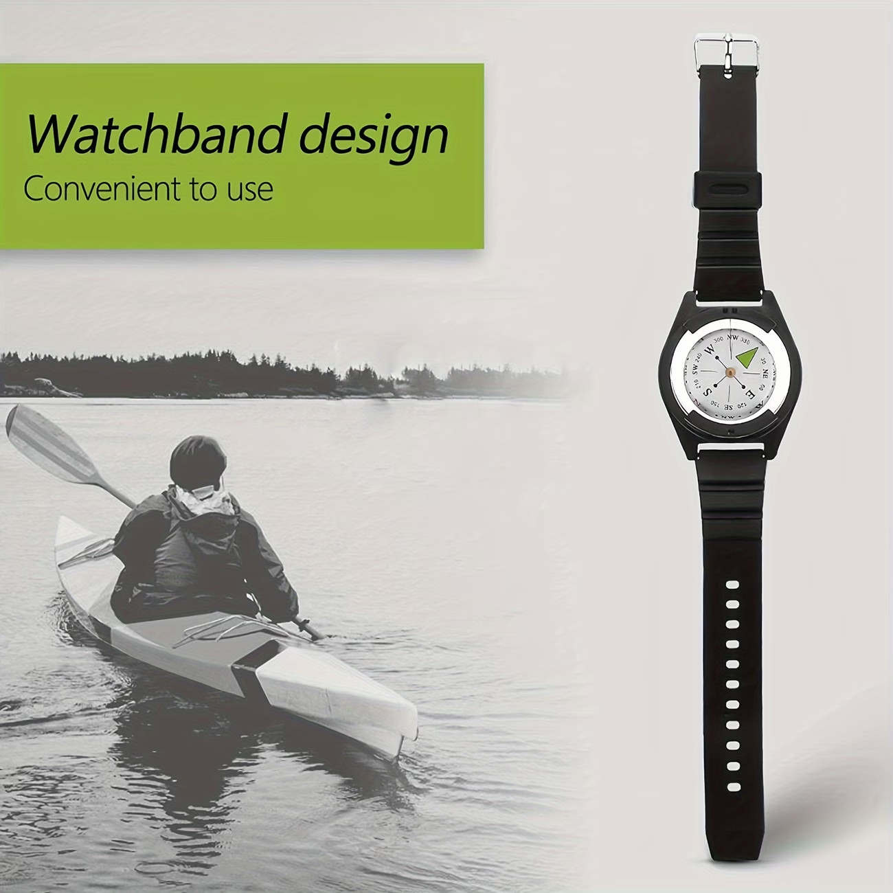 Waterproof Precision Watch ABS Compass Silicone Strap Wear Outdoor Activities