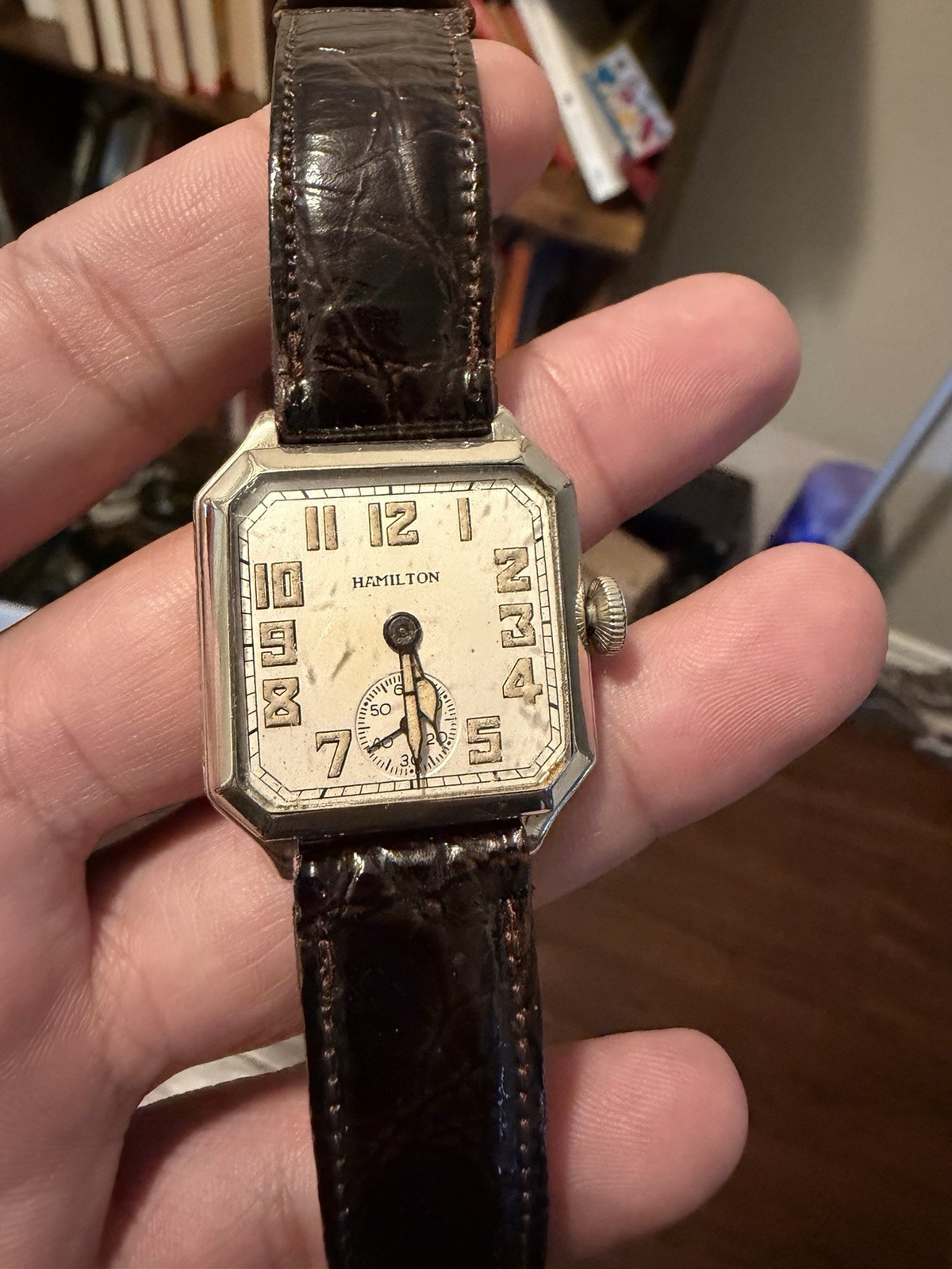 Hamilton 1920s Rectangular Manual Wind Beige Arabic Dial 17J 24-27.9mm